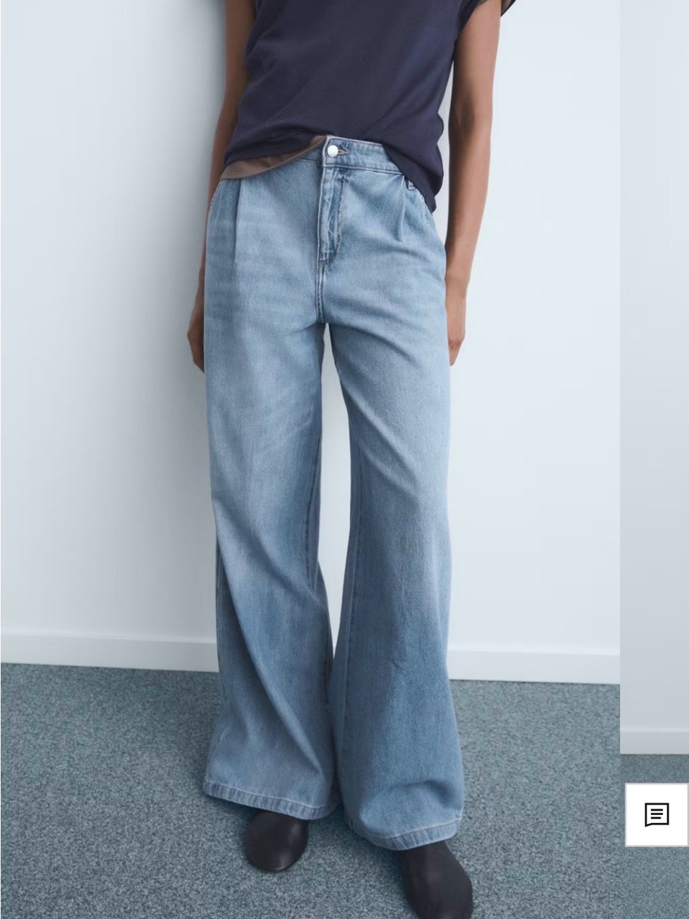 New Mango Wide Leg Pleated Light Blue Women's Jeans size 6